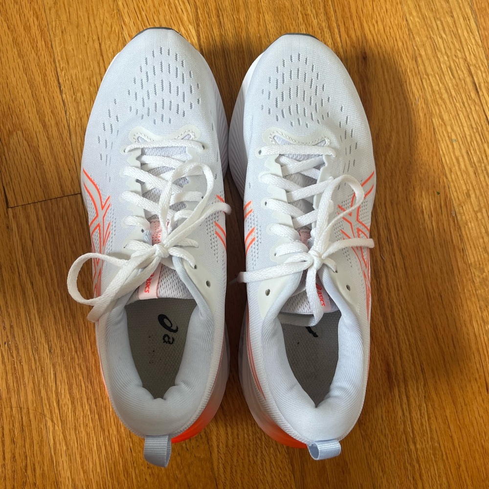 ASICS Women's Athletic Shoes in White and Coral